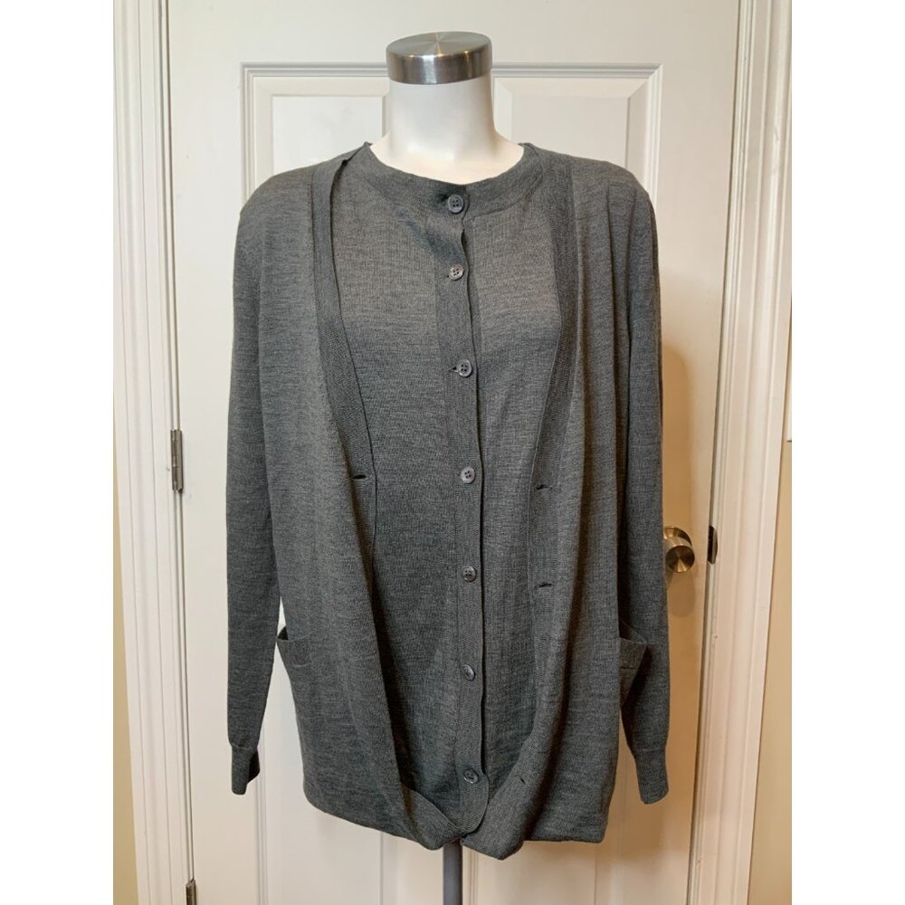 Proenza Schouler Gray 100% Merino Wool Button-Up Vest Cardigan Sweater, Size S